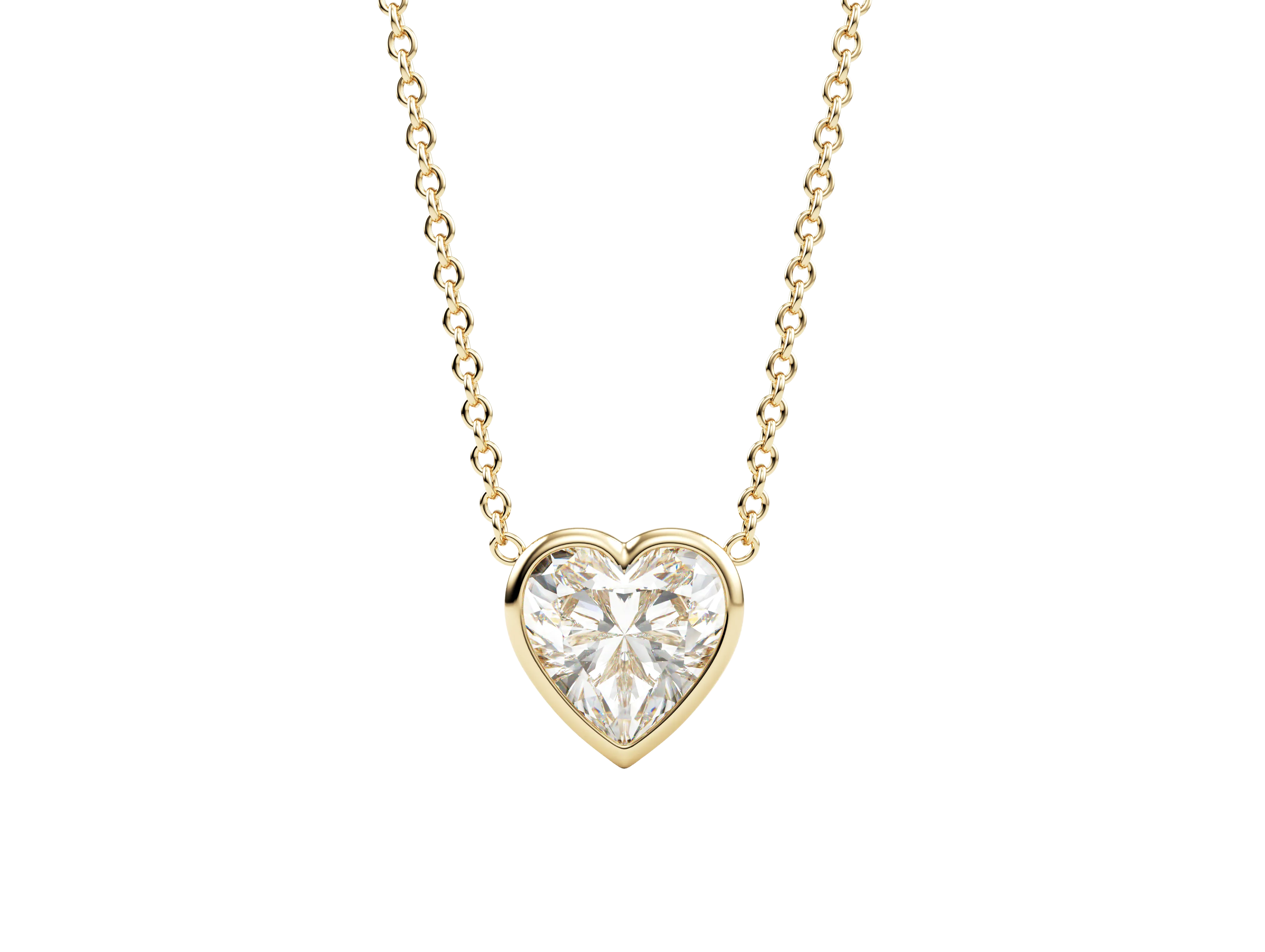 14k Lab Bezel Heart Necklace