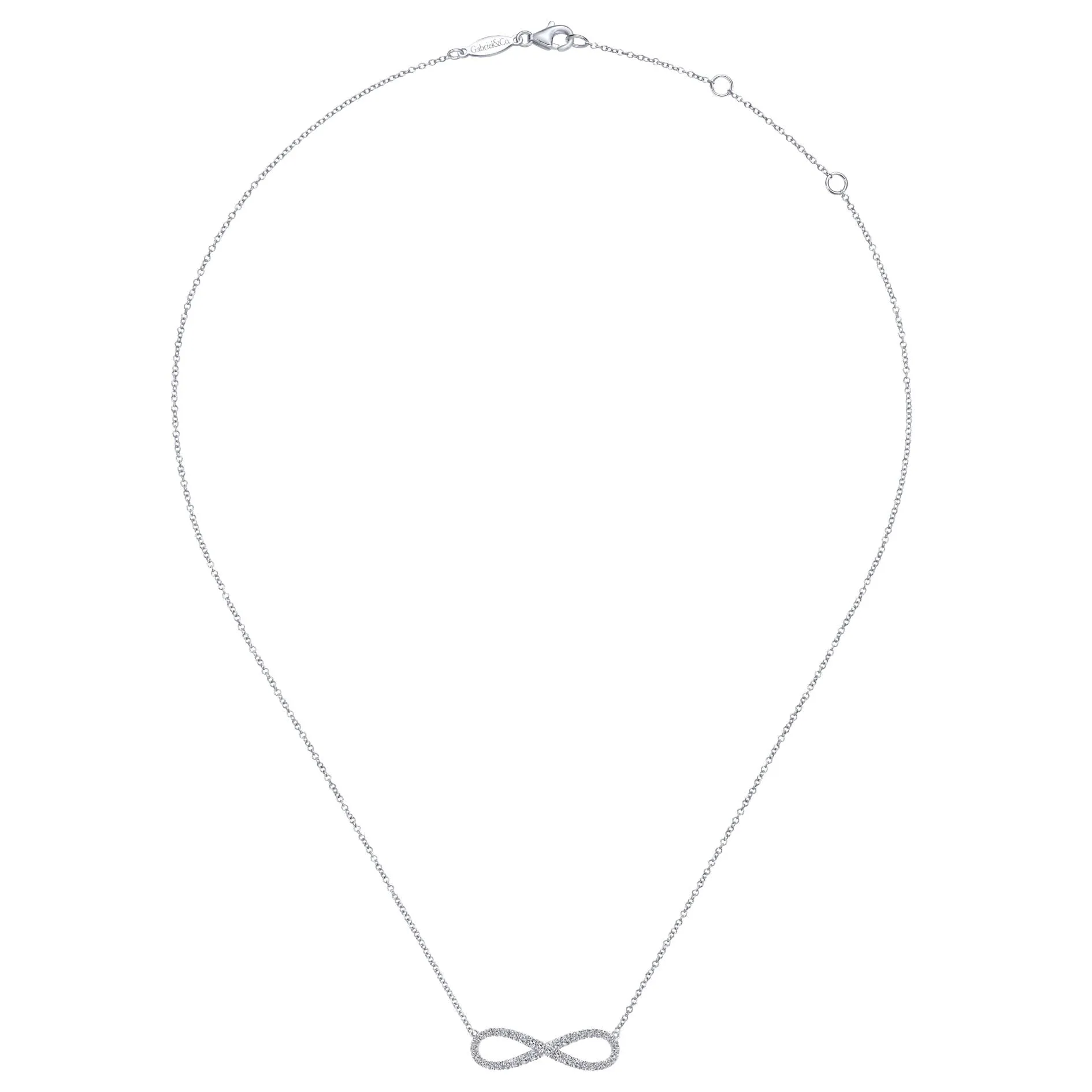 14K White Gold Diamond Infinity Necklace