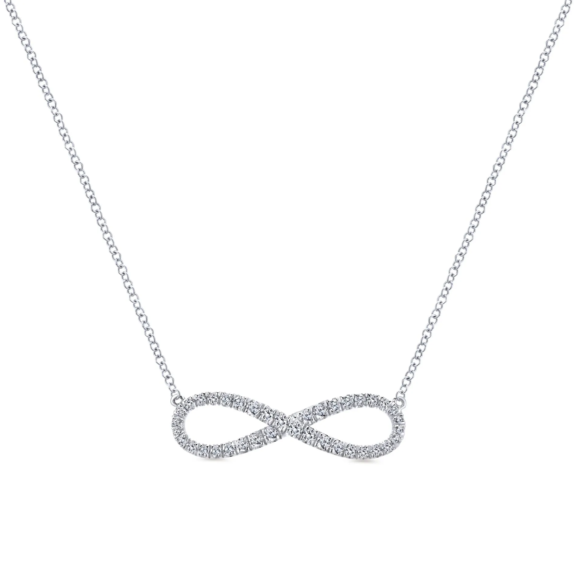 14K White Gold Diamond Infinity Necklace