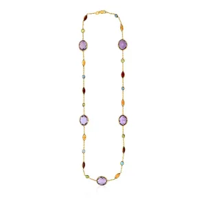 14k Yellow Gold Necklace with Multi-Colored Stonesrx07776-18-rx07776-18