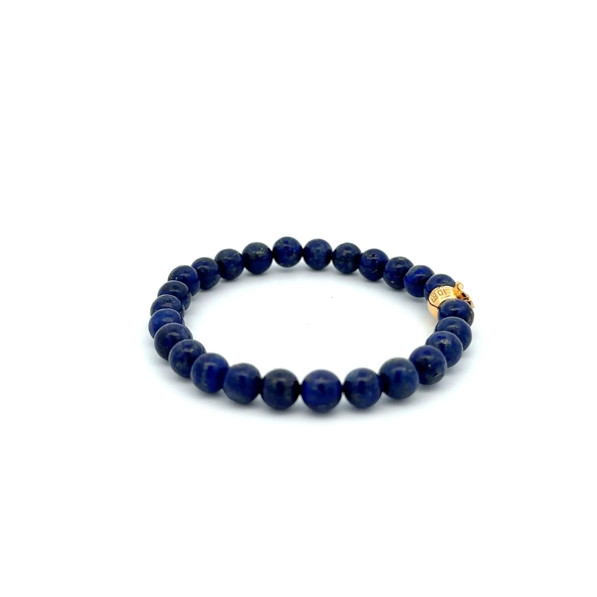 18K Gold Money Bag Lucky Charm Bracelet Gemstones Lapis Lazuli 6mm