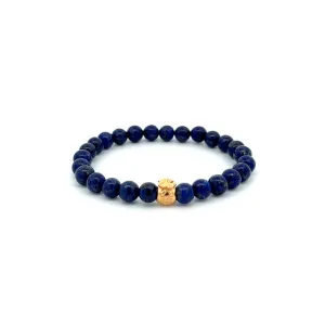 18K Gold Money Bag Lucky Charm Bracelet Gemstones Lapis Lazuli 6mm