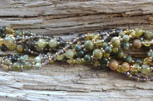 4mm Green Garnet, Rhyolite, African Jasper, Yellow Fluorite & Smoky Quartz with Gold Filled