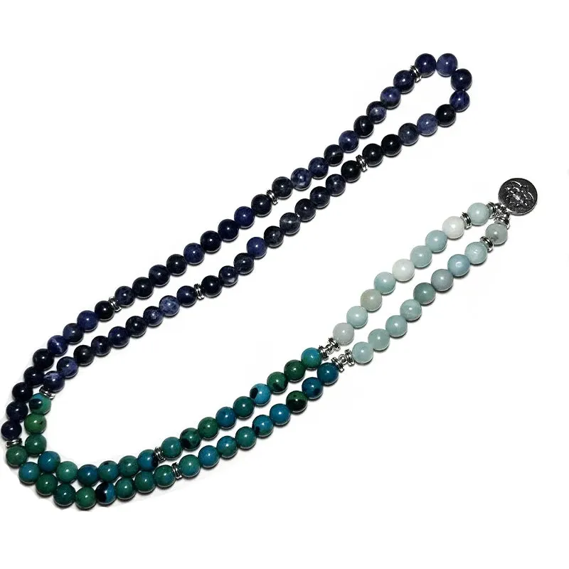 8MM Blue Sodalite Amazonite Phoenix Lapis Lazuli Beads Wrap Bracelet Meditation