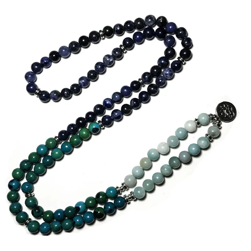 8MM Blue Sodalite Amazonite Phoenix Lapis Lazuli Beads Wrap Bracelet Meditation