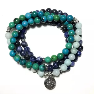 8MM Blue Sodalite Amazonite Phoenix Lapis Lazuli Beads Wrap Bracelet Meditation