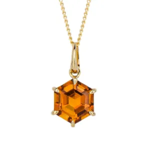 9ct Yellow Gold Hexagonal Citrine Pendant