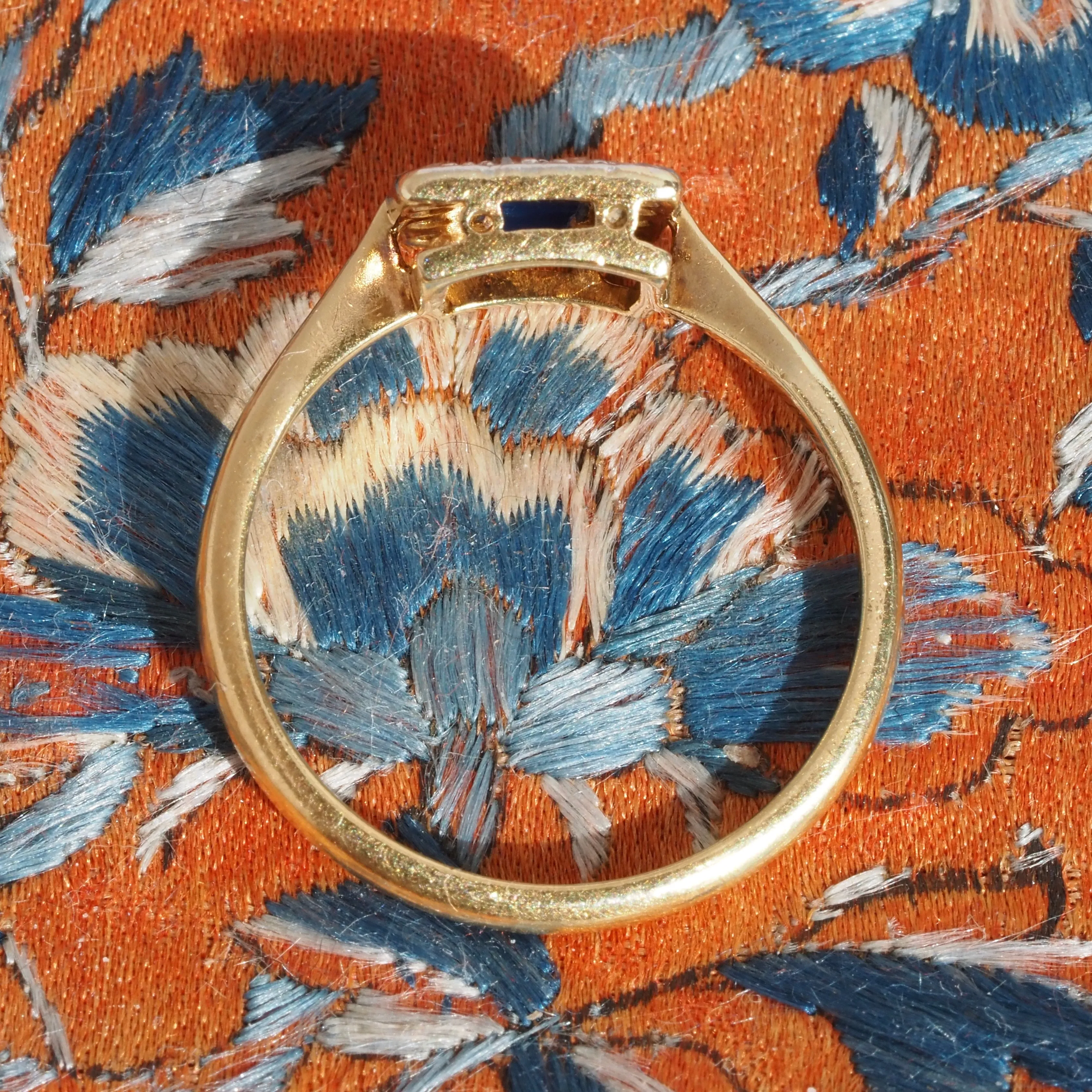 Antique English Sapphire & Diamond 18k Gold Platinum Ring