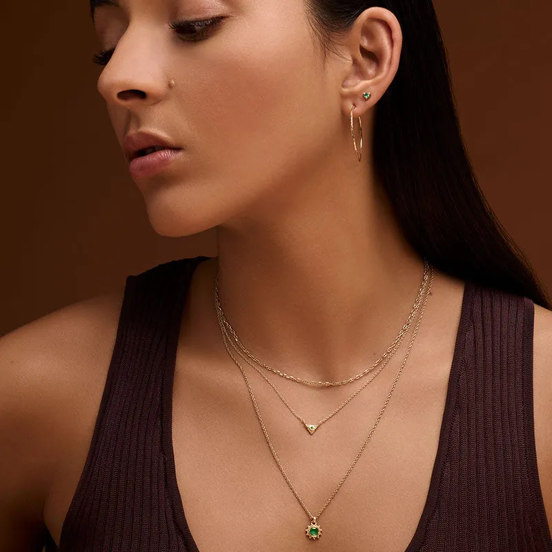 Aztec Necklace, Tsavorite Garnet, 9kt Yellow Gold