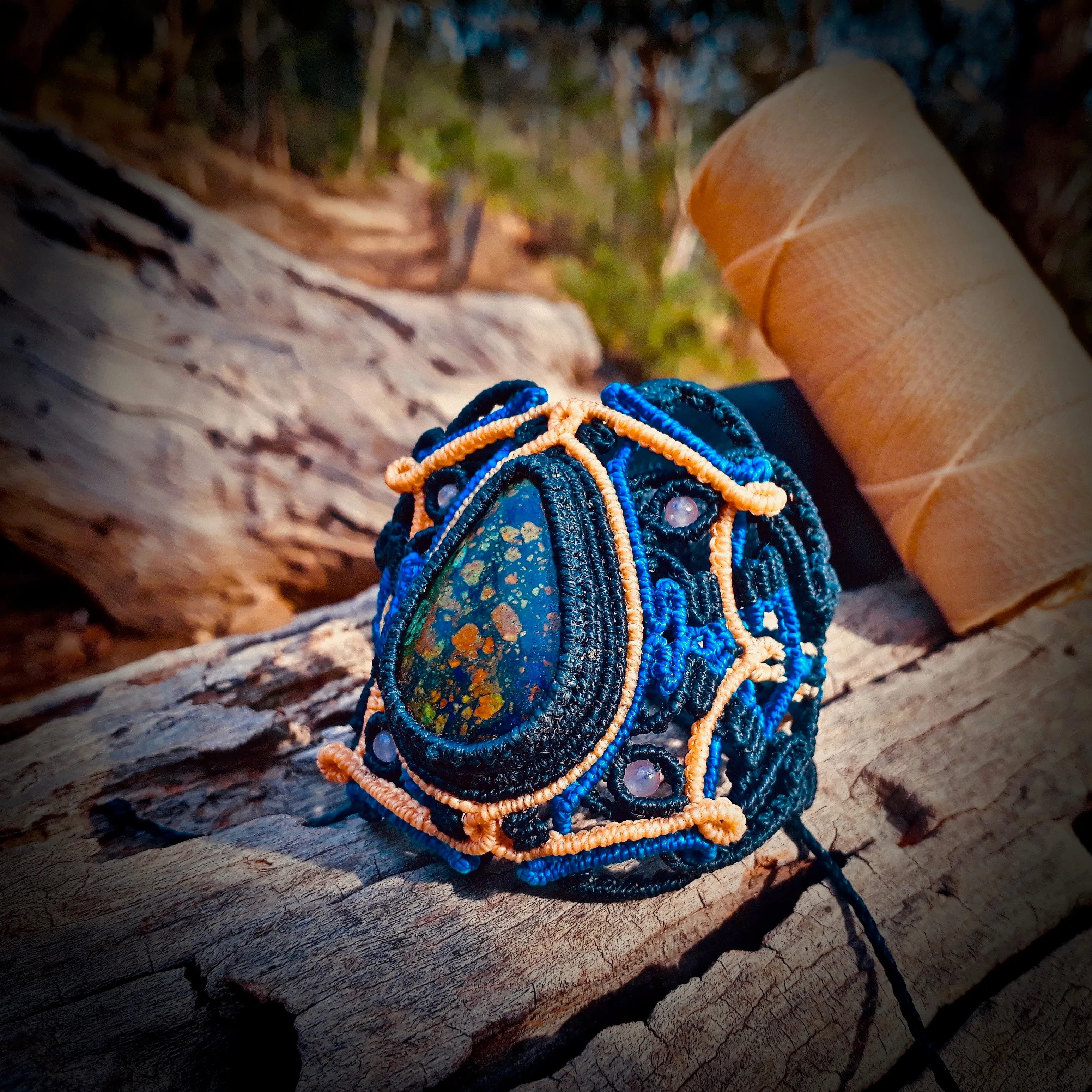 Azurite with malachite bracelet (unique design)