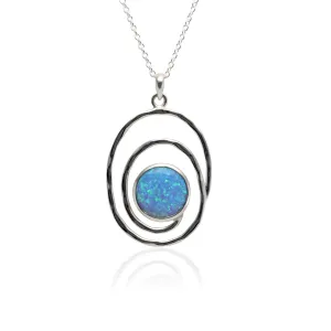 Banyan Large Opalite Silver Spiral Necklace