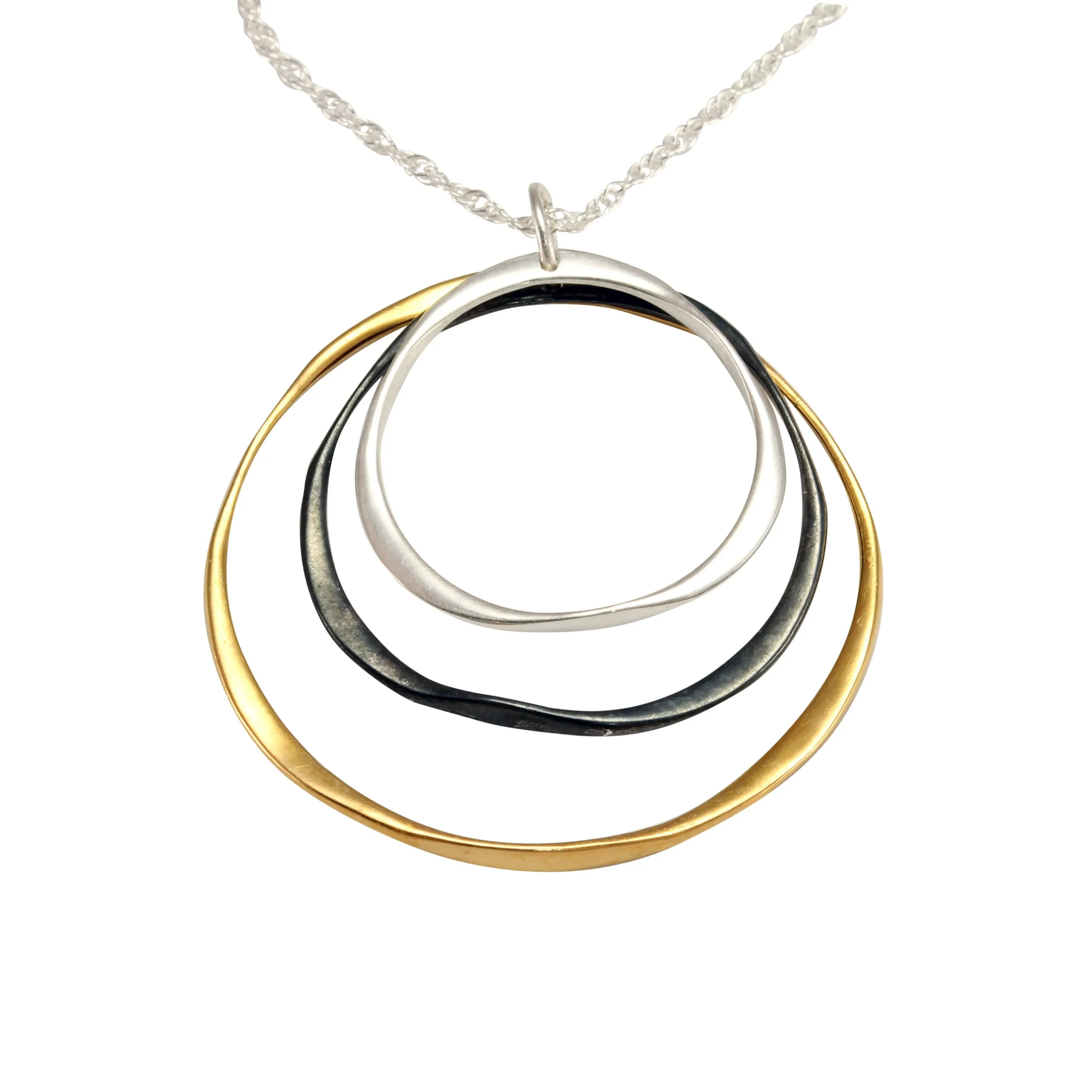 Banyan Three Tone Irregular Circles Necklace