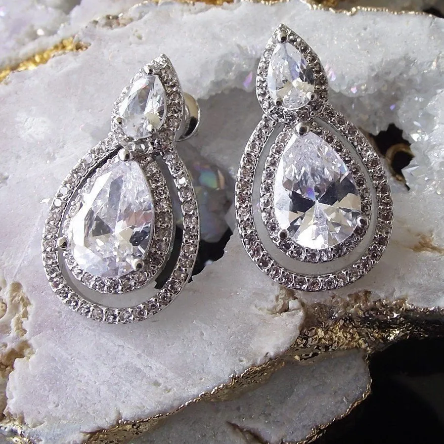 Bella, Old Hollywood Crystal Earrings