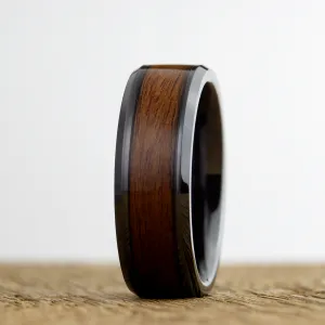 Black ring with Rosewood inlay