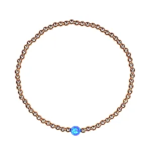 CANCUN (DARK BLUE) OPALITE BEADED GOLD BRACELET