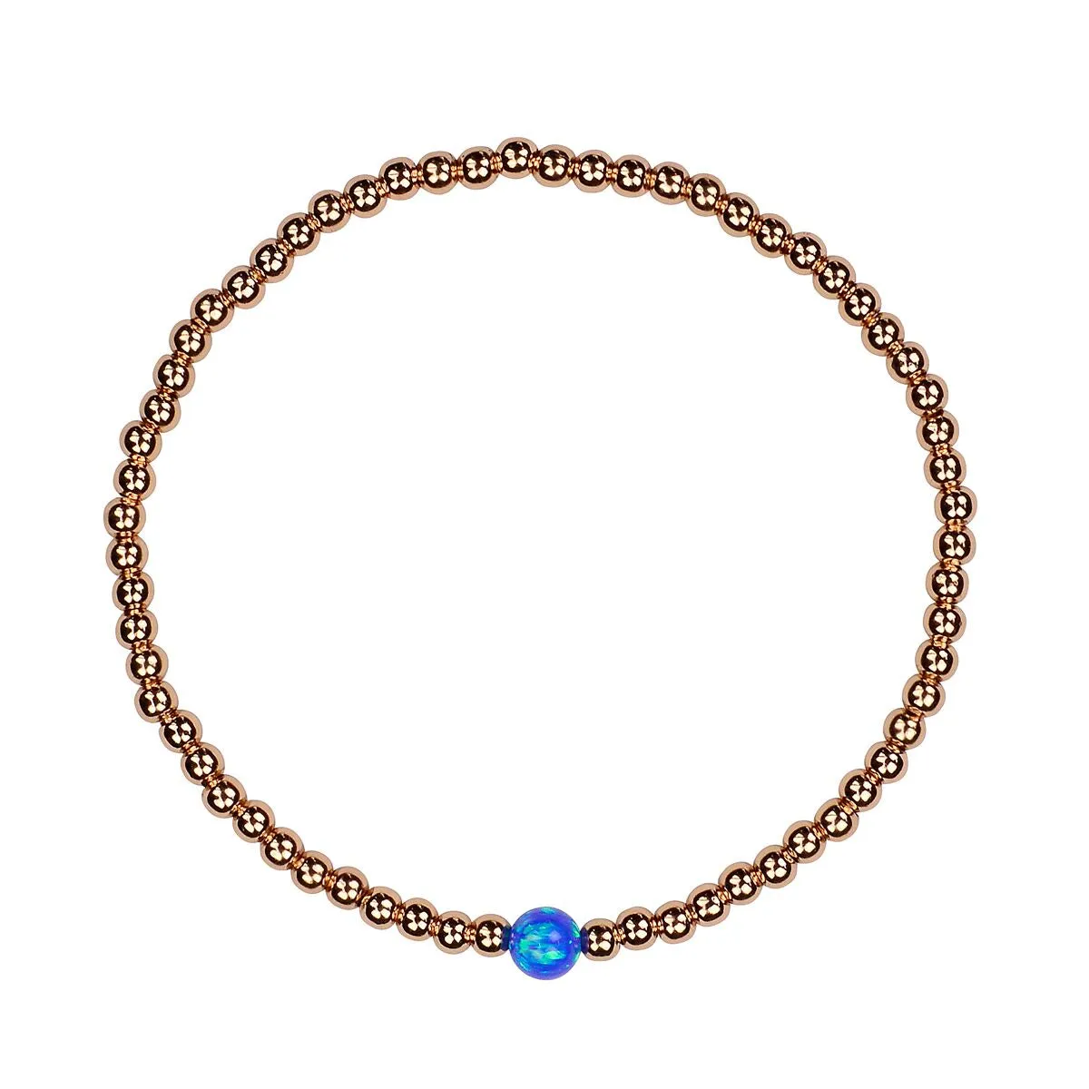 CANCUN (DARK BLUE) OPALITE BEADED ROSE GOLD BRACELET