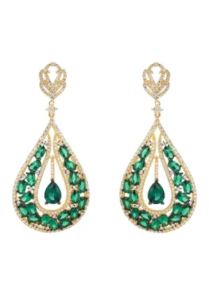 Charlotte Teardrop Earrings Emerald Gold