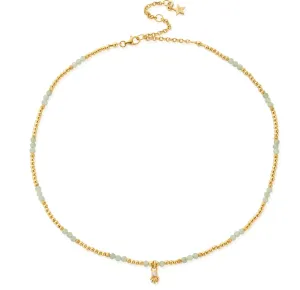 CHLOBO Gold Glistening Flower Bud Aventurine Choker Necklace
