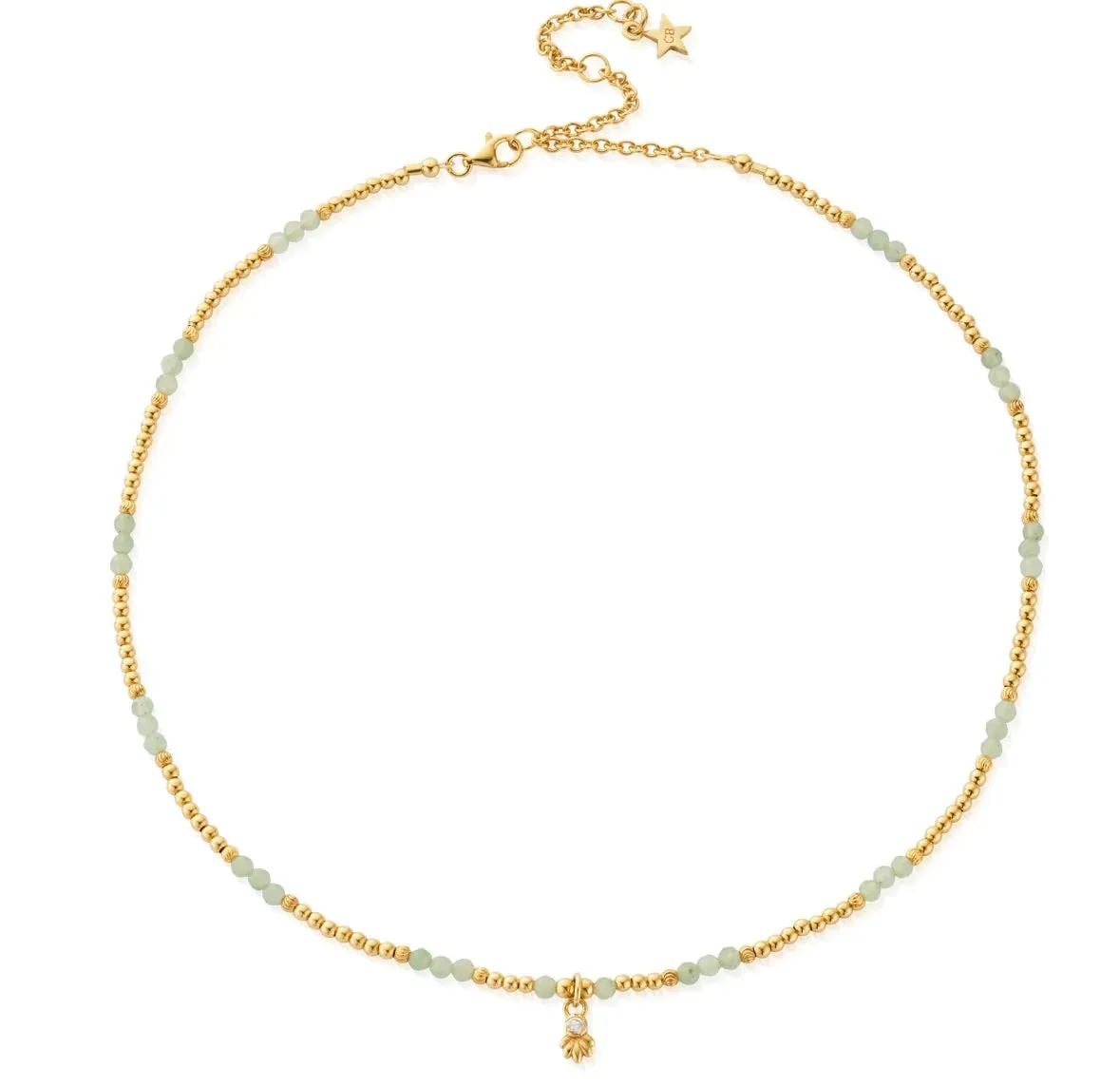 CHLOBO Gold Glistening Flower Bud Aventurine Choker Necklace