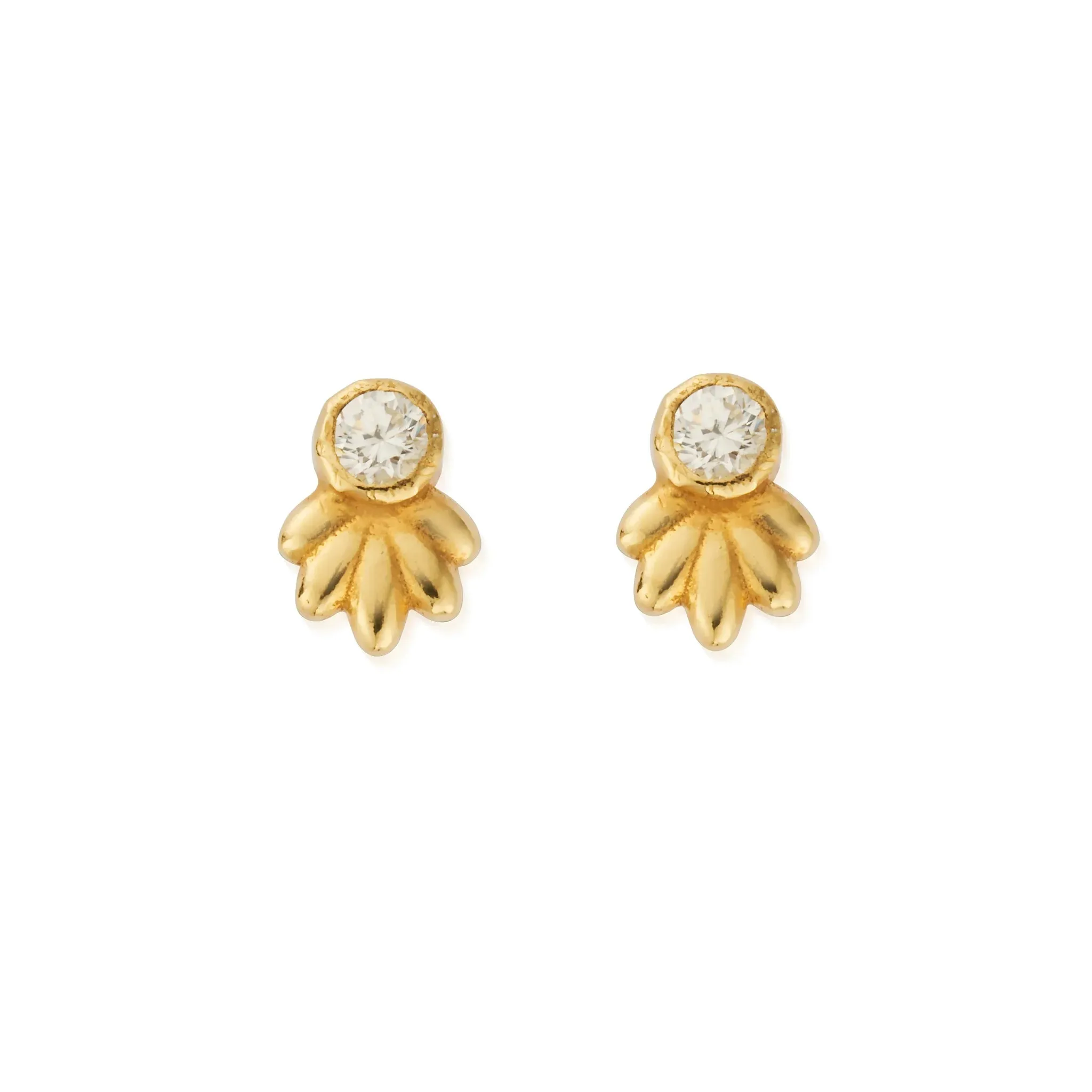 CHLOBO Gold Glistening Flower Bud Stud Earrings