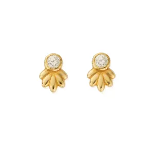 CHLOBO Gold Glistening Flower Bud Stud Earrings