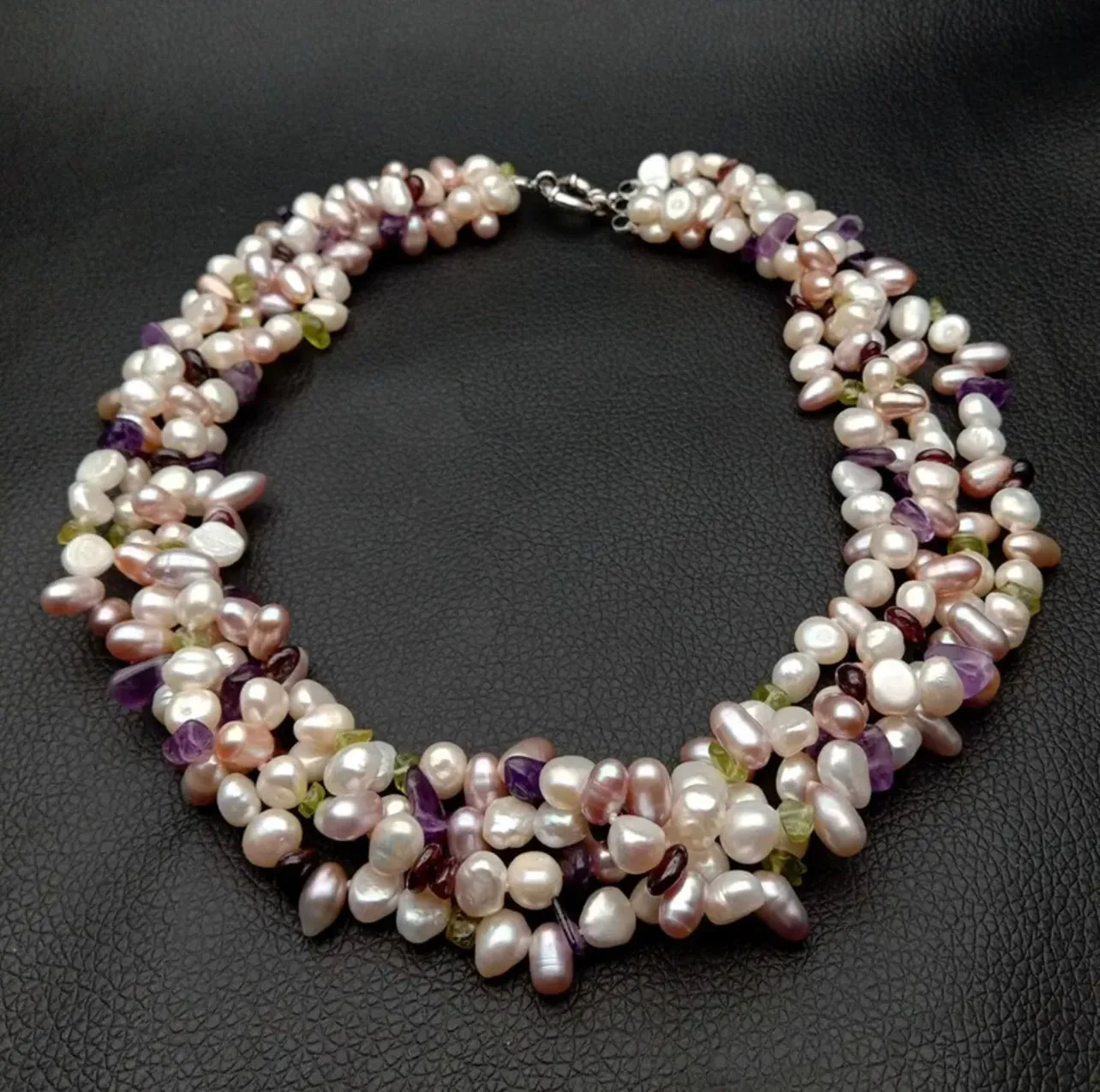 Cultured Pearl Prenite Necklace