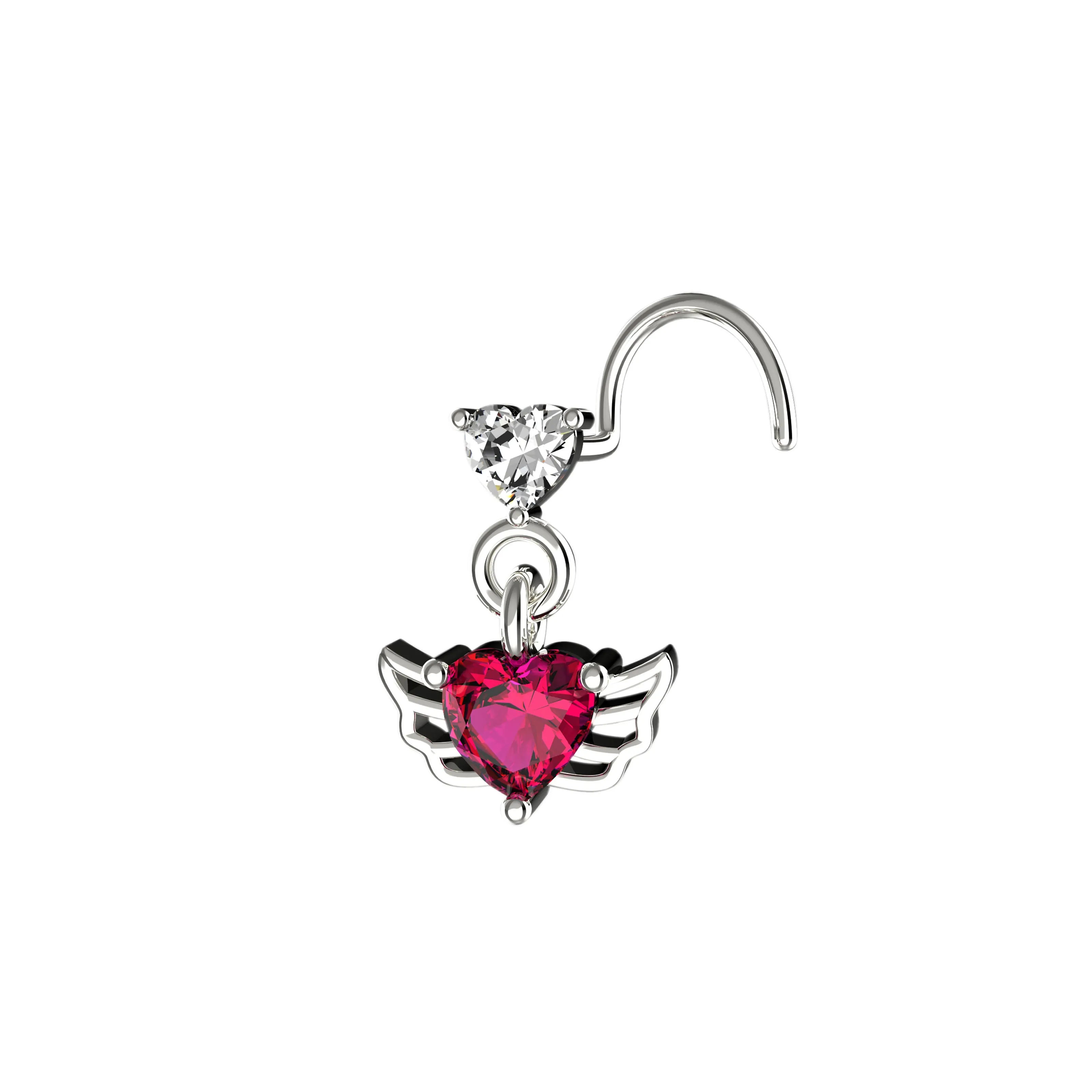Dangle Nose Ring & Angel Wings Nose Piercing