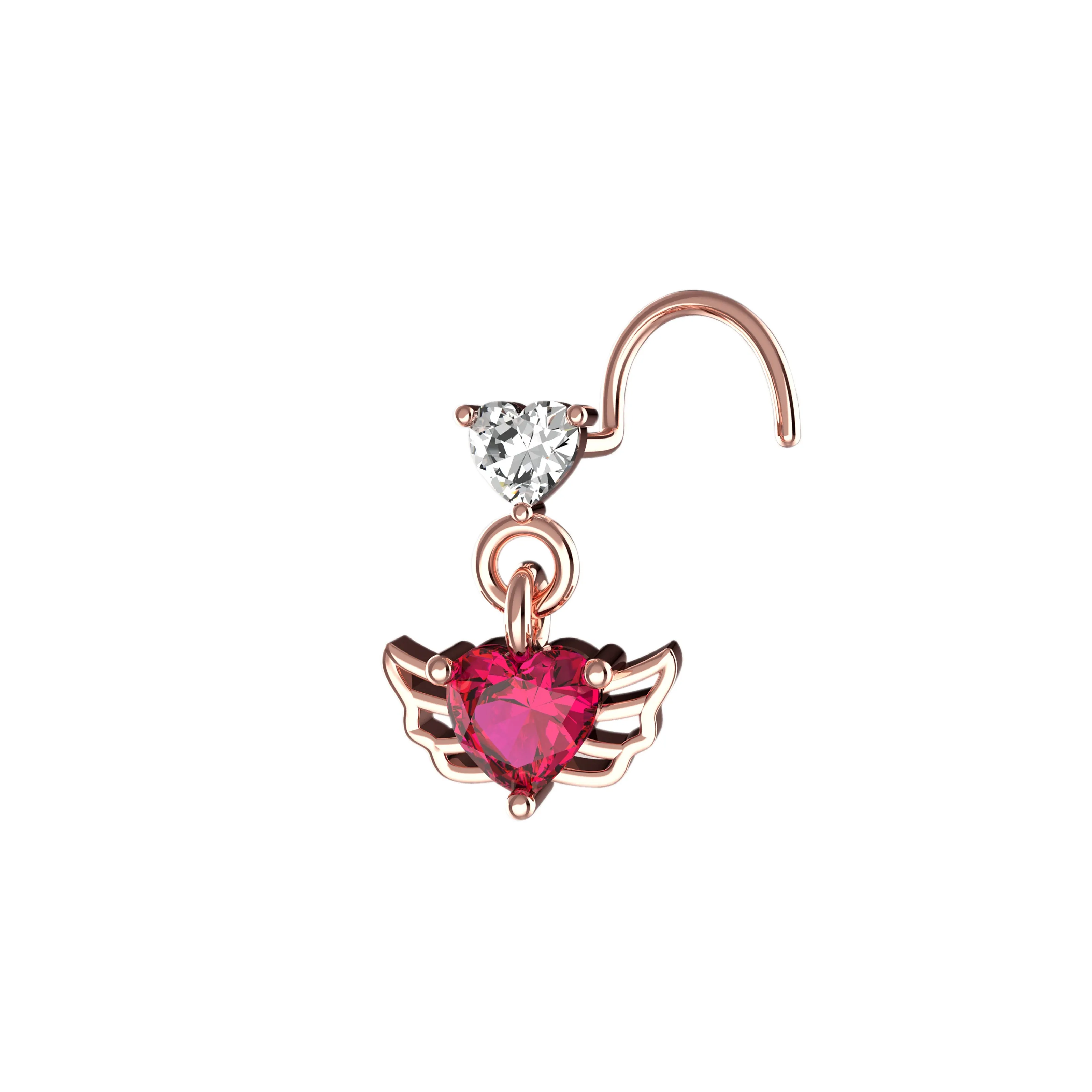Dangle Nose Ring & Angel Wings Nose Piercing