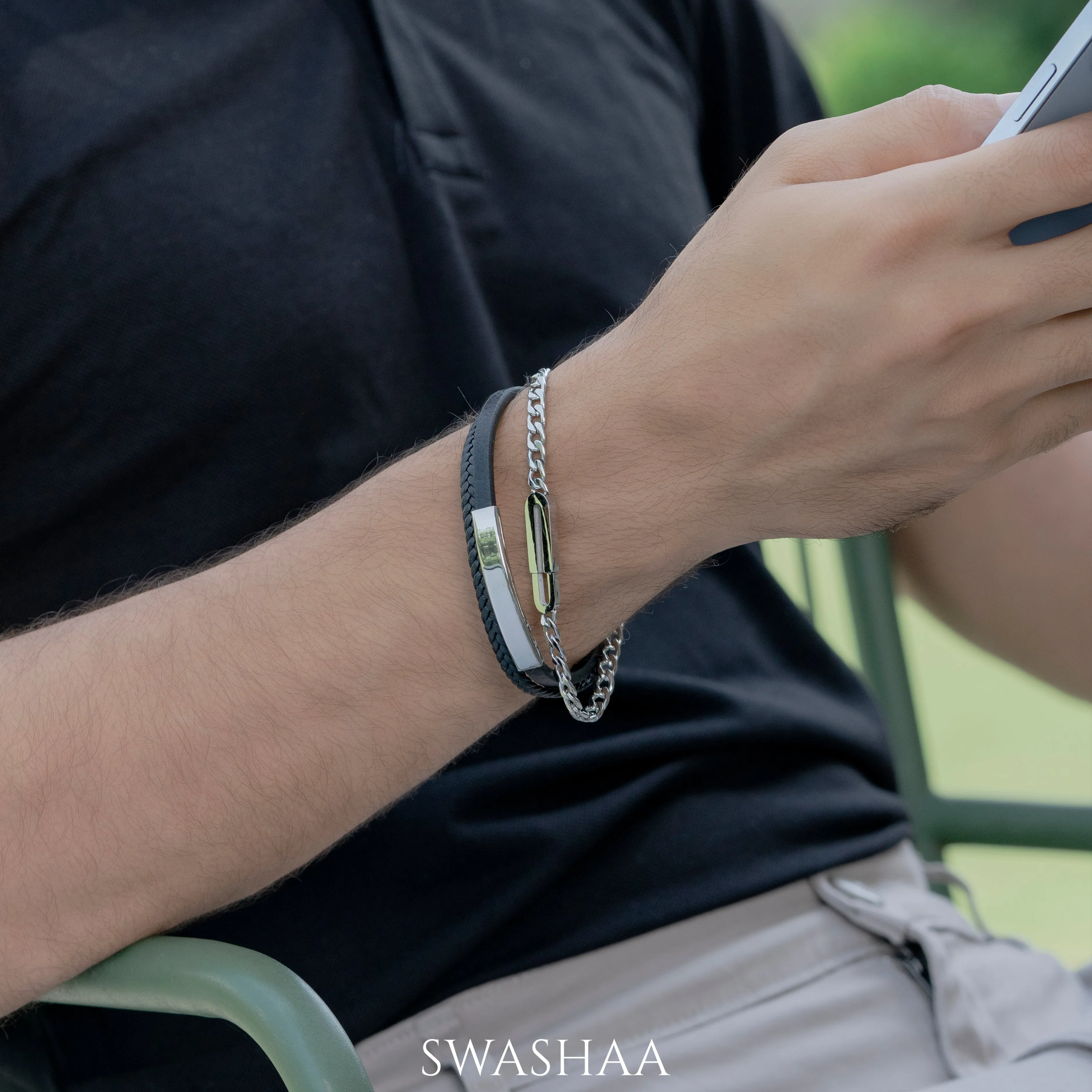 David Men's Leather Bracelet