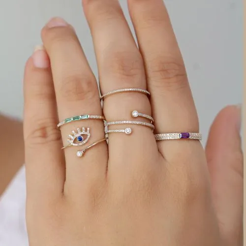 Diamond & Emerald Band Ring 6