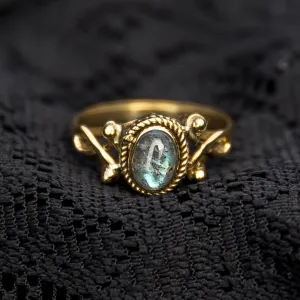 Durga Ring - Brass - Labradorite