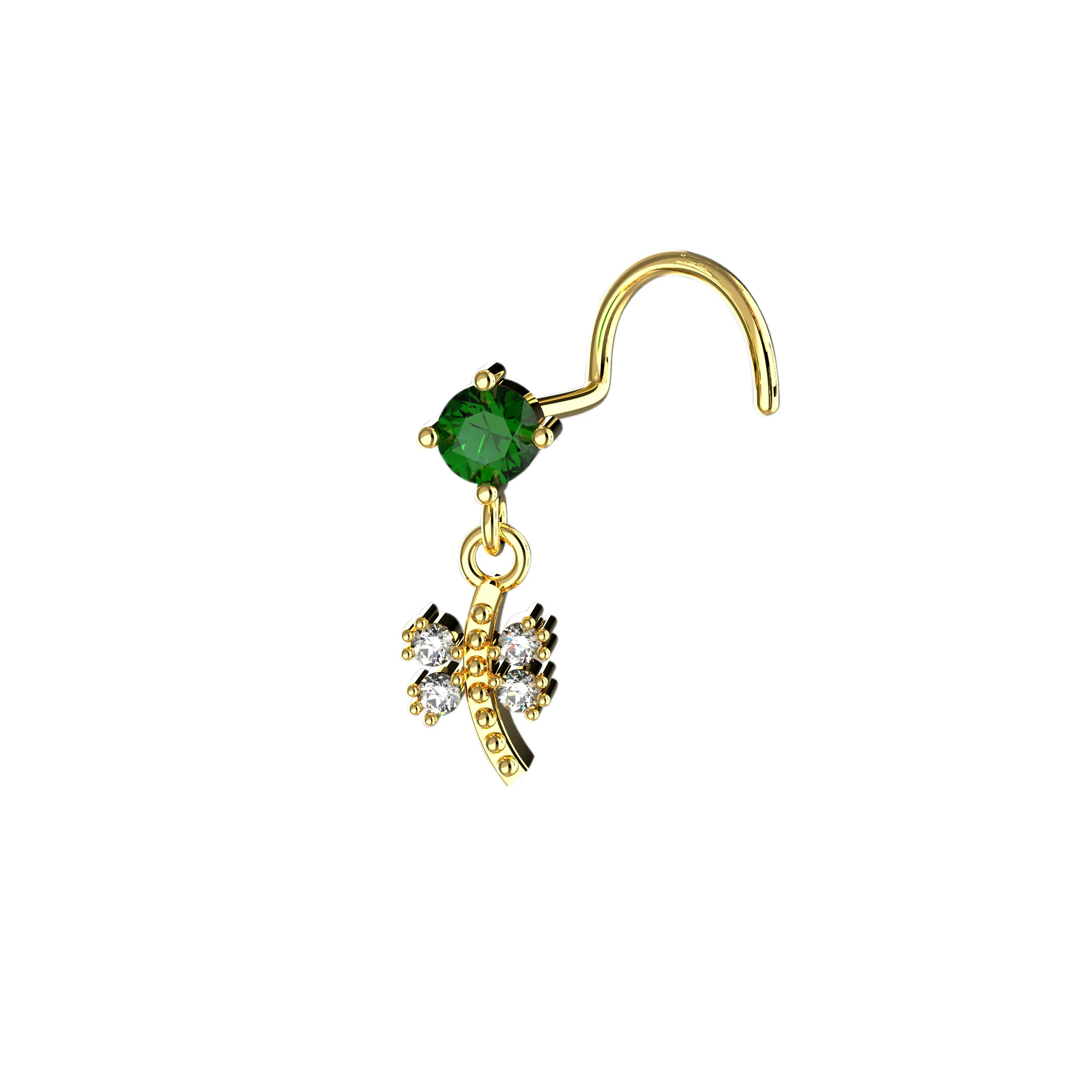 Elegant Gold Dangle Nose Ring – Dainty Piercing Jewelry for Women