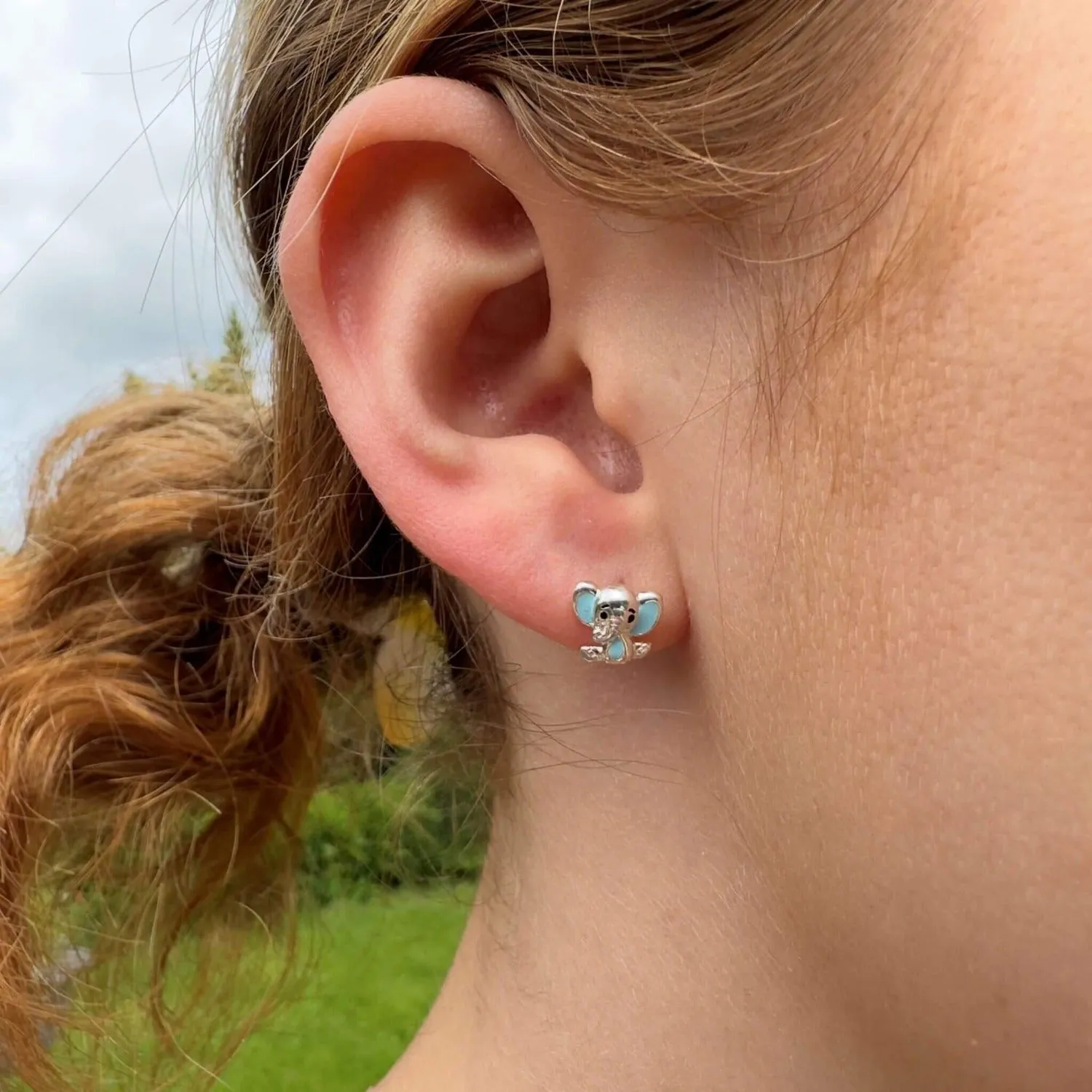Enamel Elephant Stud Earrings