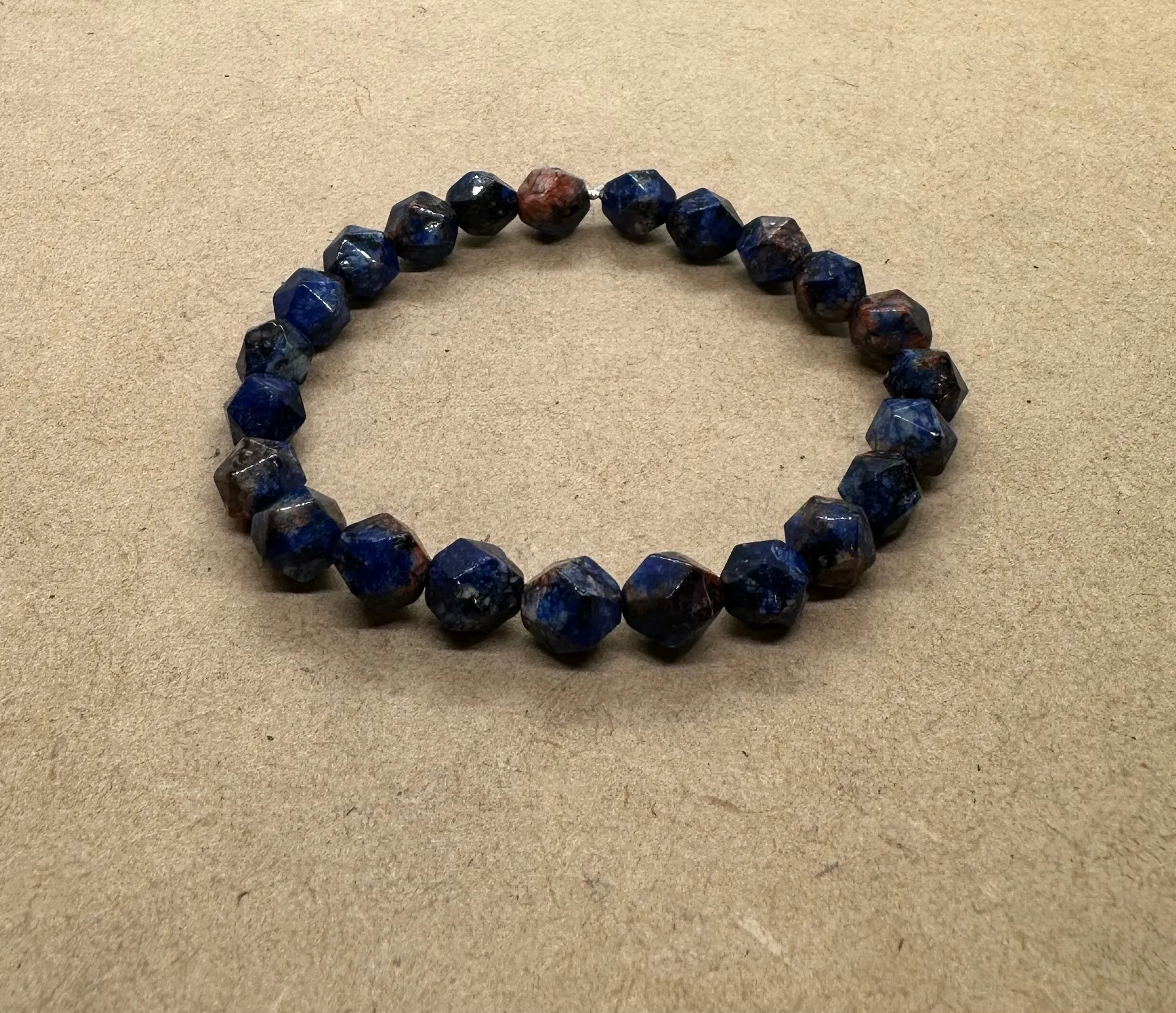 Faceted Lapis Lazuli Crystal Beaded Bracelet