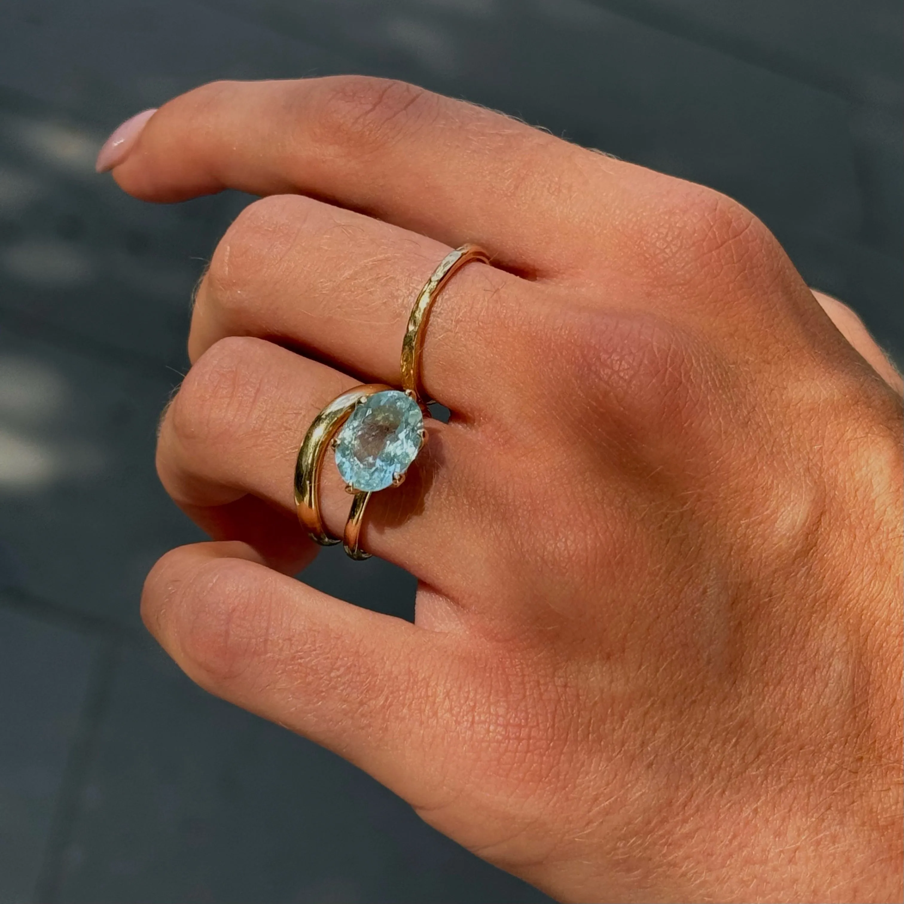 Gigi Ring, Aquamarine, 9kt Yellow Gold