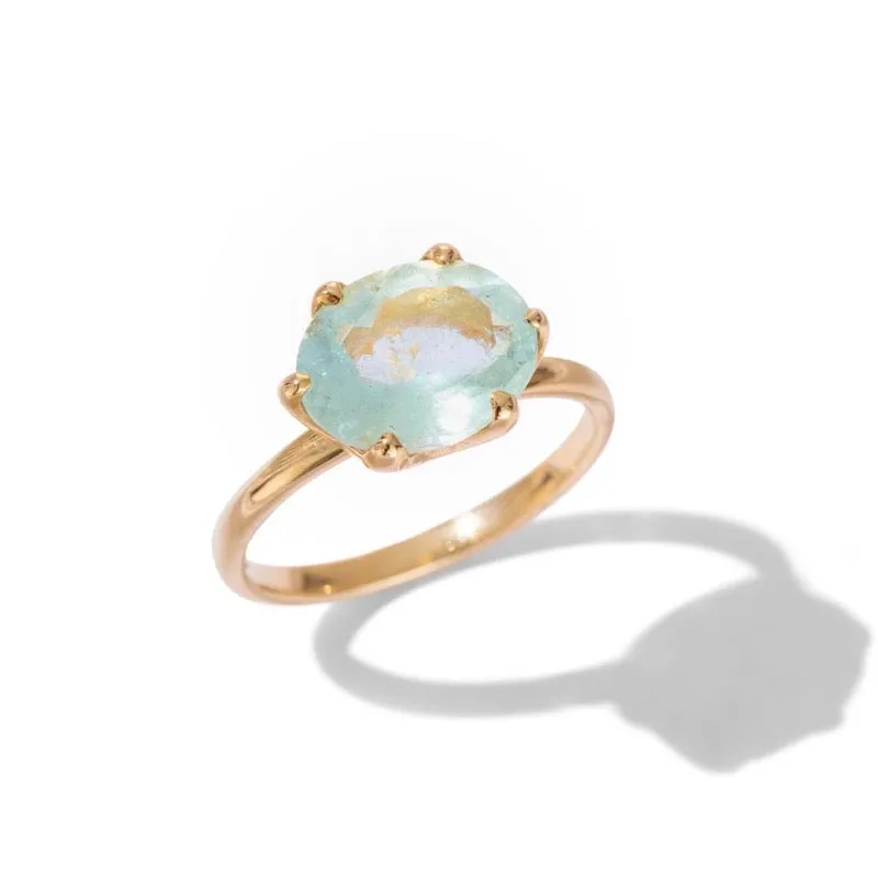 Gigi Ring, Aquamarine, 9kt Yellow Gold