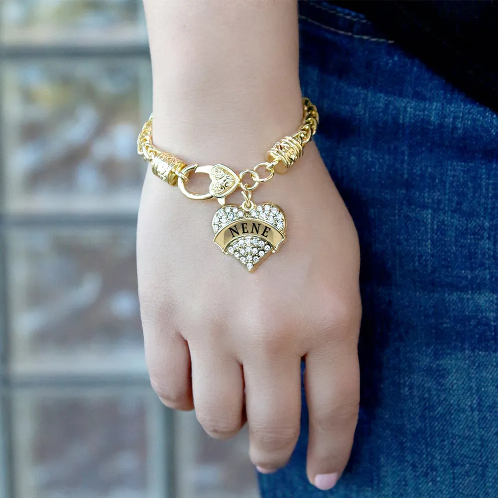 Gold Nene Pave Heart Charm Braided Bracelet