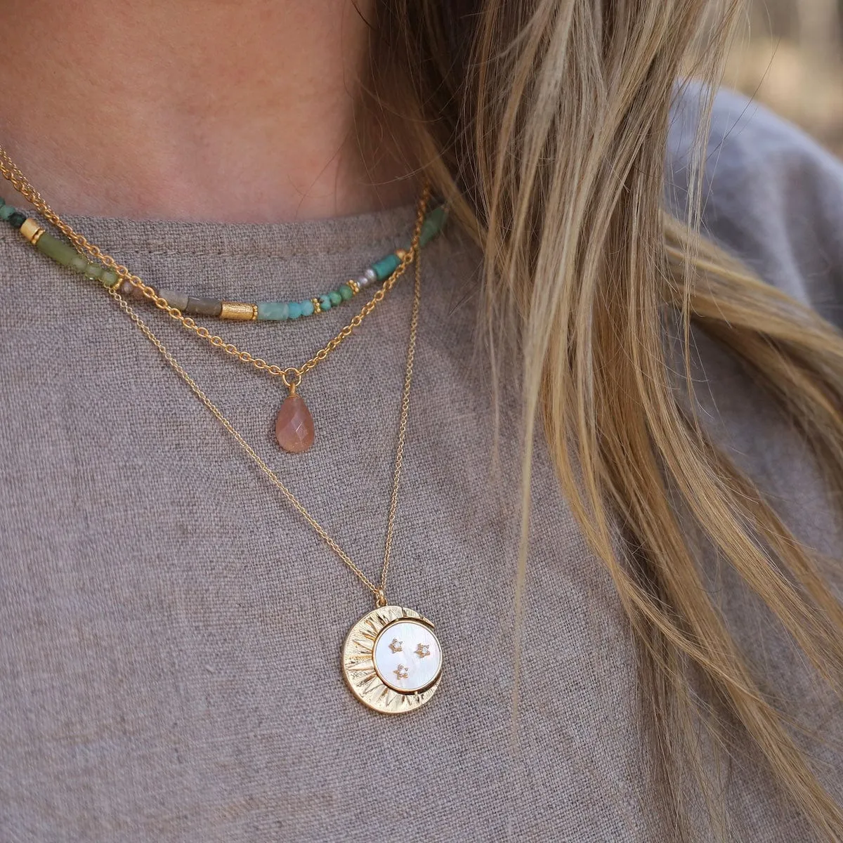 Green Stone Mix Necklace