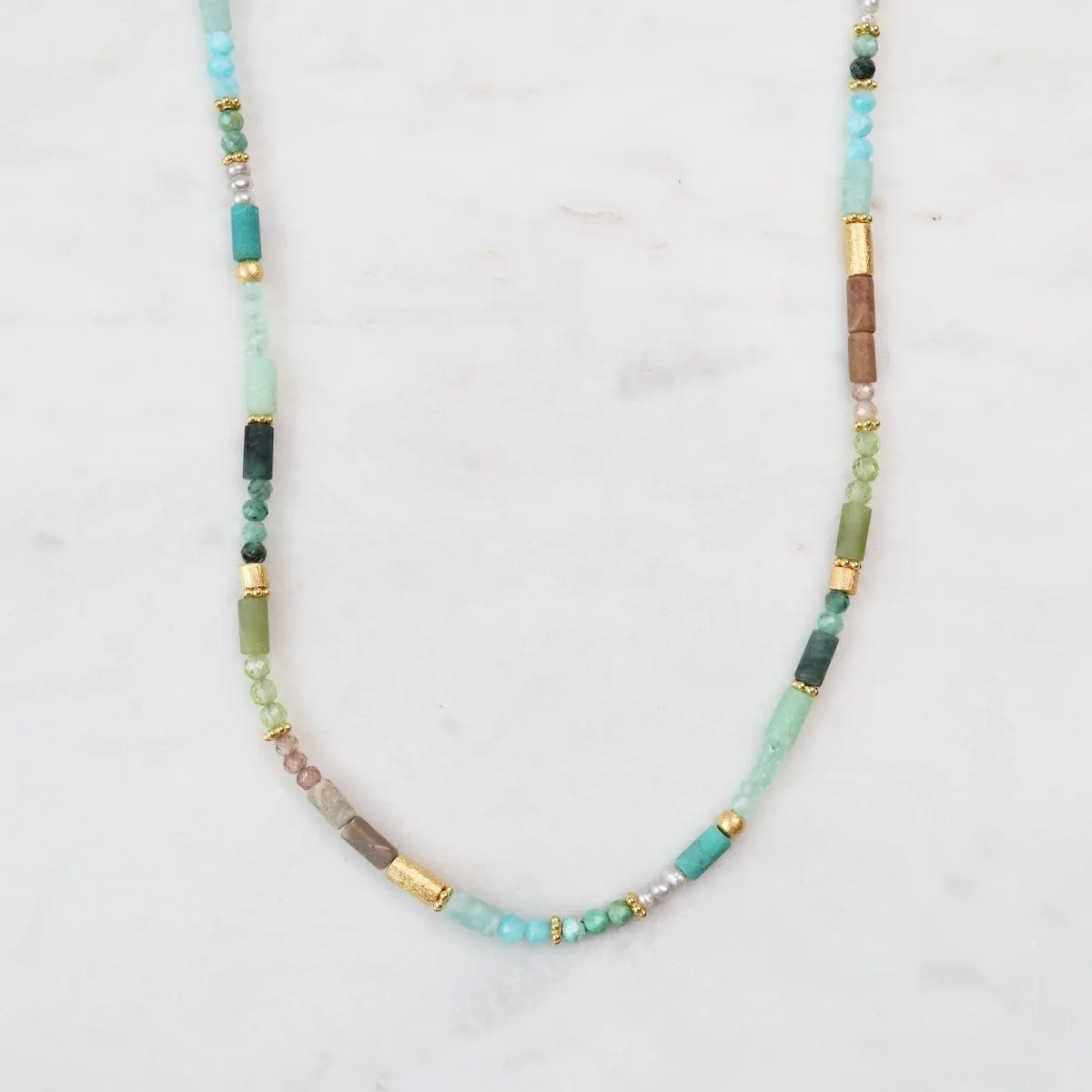 Green Stone Mix Necklace