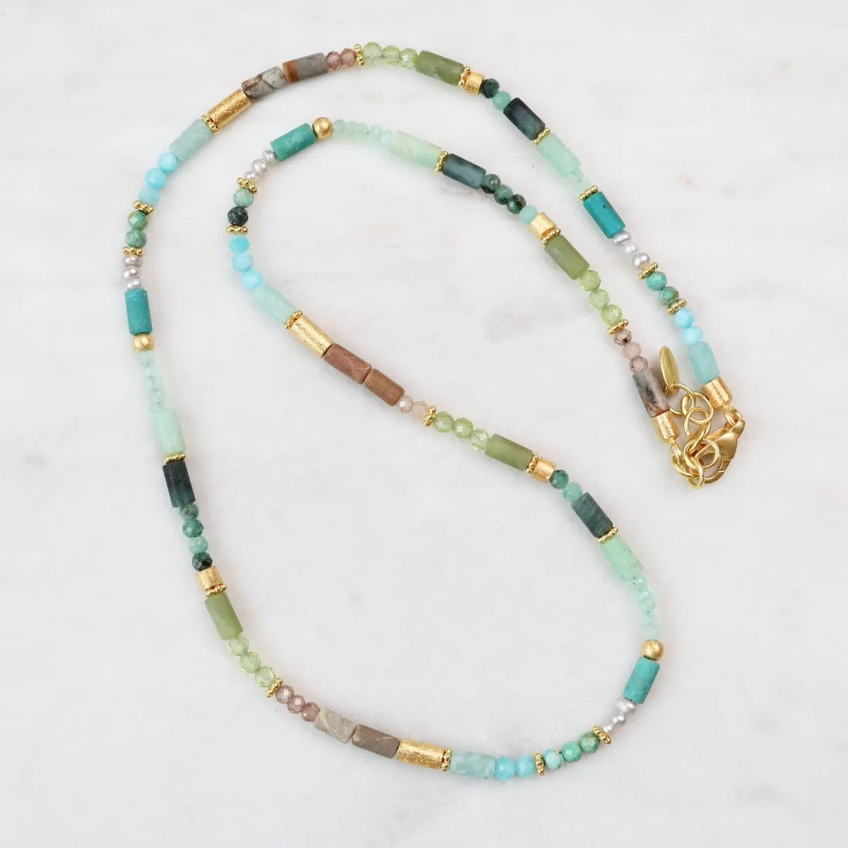 Green Stone Mix Necklace