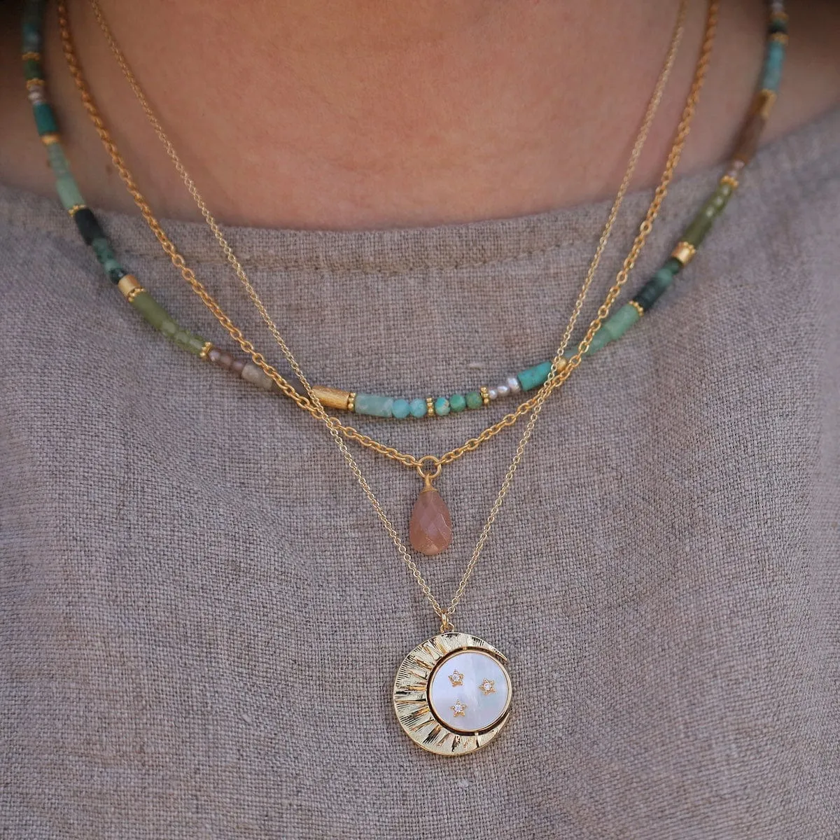 Green Stone Mix Necklace