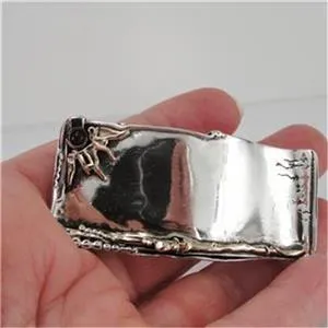 Hadar Designers Handmade 9k Gold 925 Silver Garnet Pendant Pin Brooch (H)