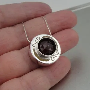 Hadar Designers Handmade Unique 925 Sterling Silver Red Garnet Pendant