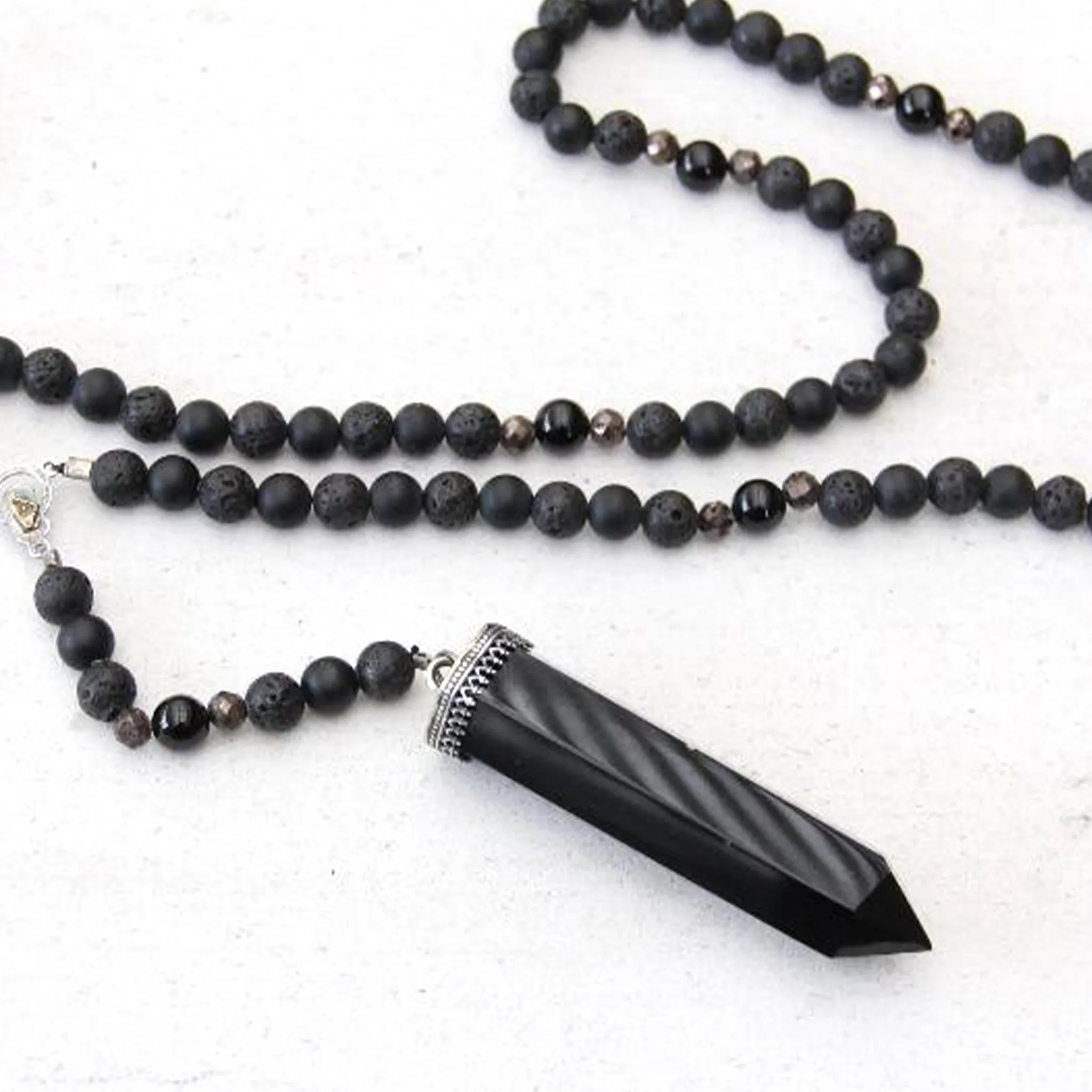 Handcrafted Prayer Beads - Black (Garnet, Agate)