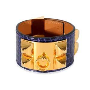 Hermès Collier De Chien Bracelet in  Purple Alligator