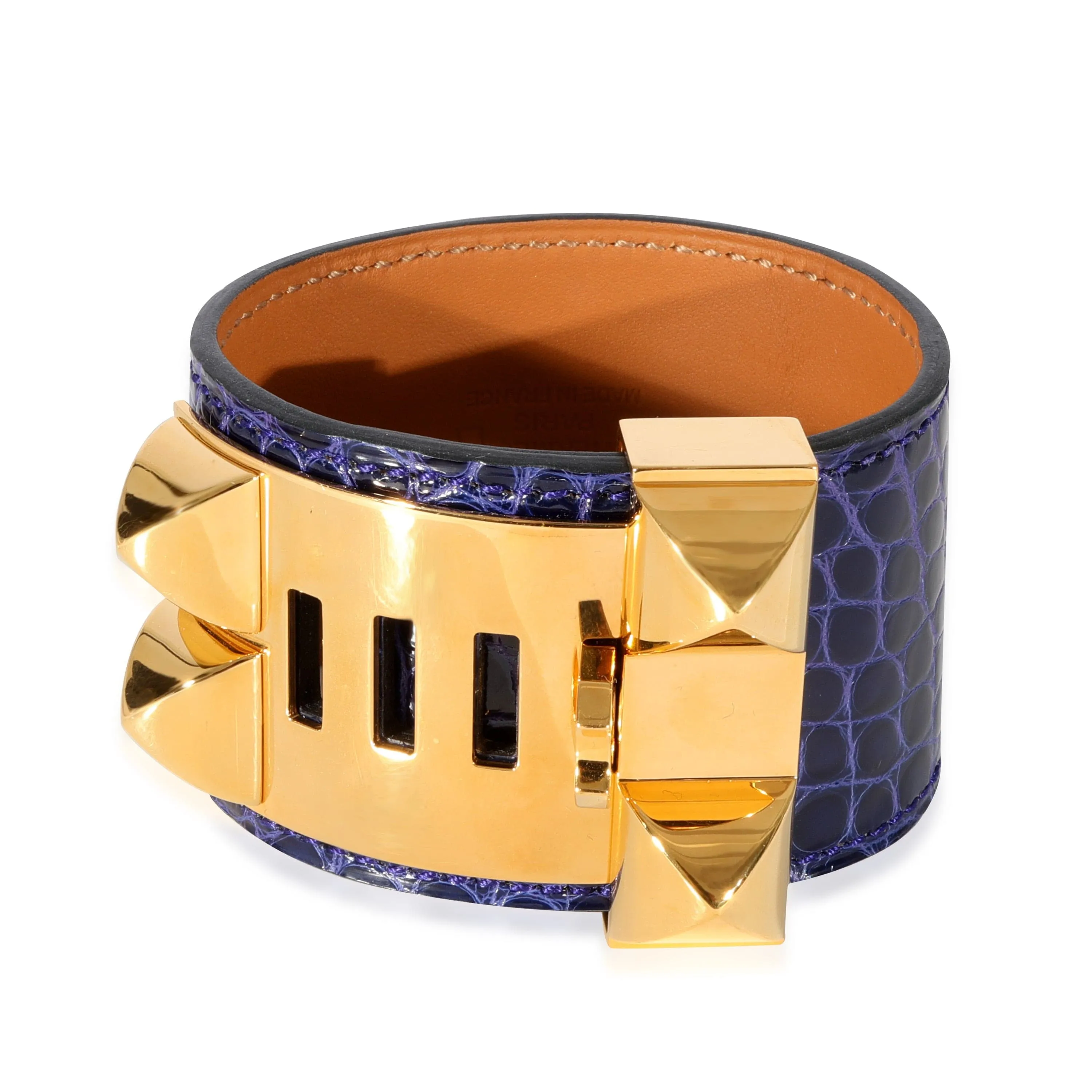 Hermès Collier De Chien Bracelet in  Purple Alligator