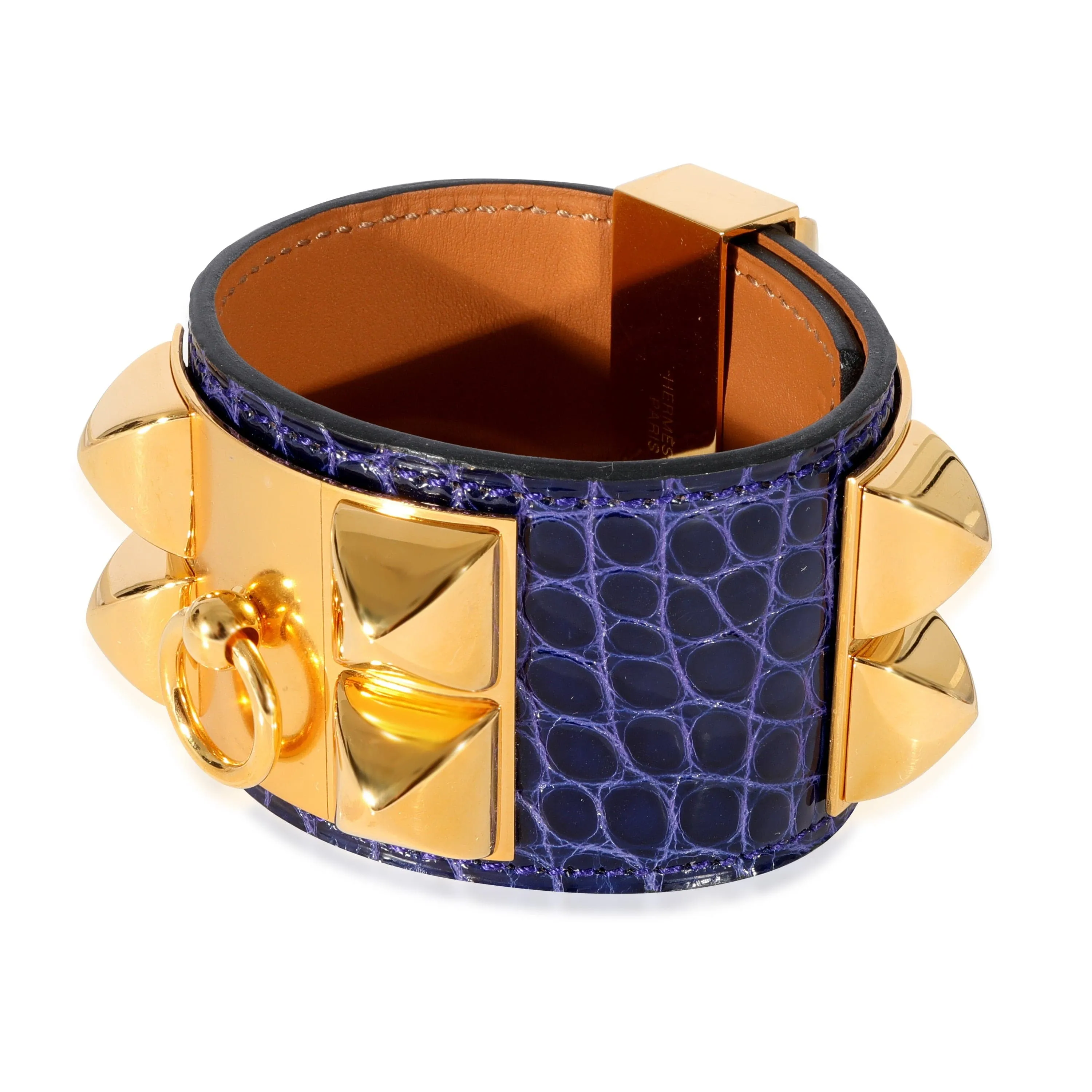 Hermès Collier De Chien Bracelet in  Purple Alligator