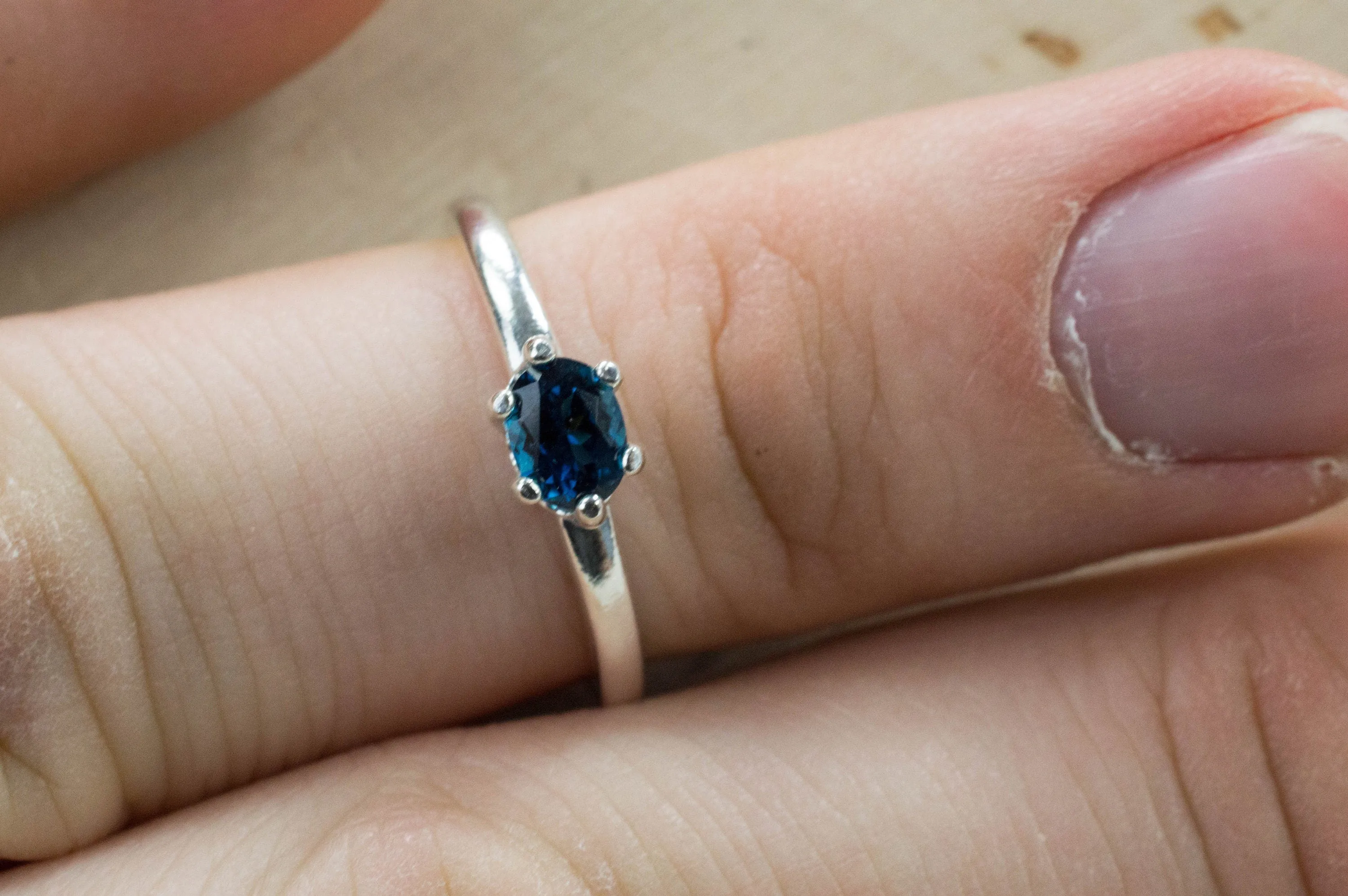 Indicolite Tourmaline Ring, Genuine Untreated Afghanistan Tourmaline