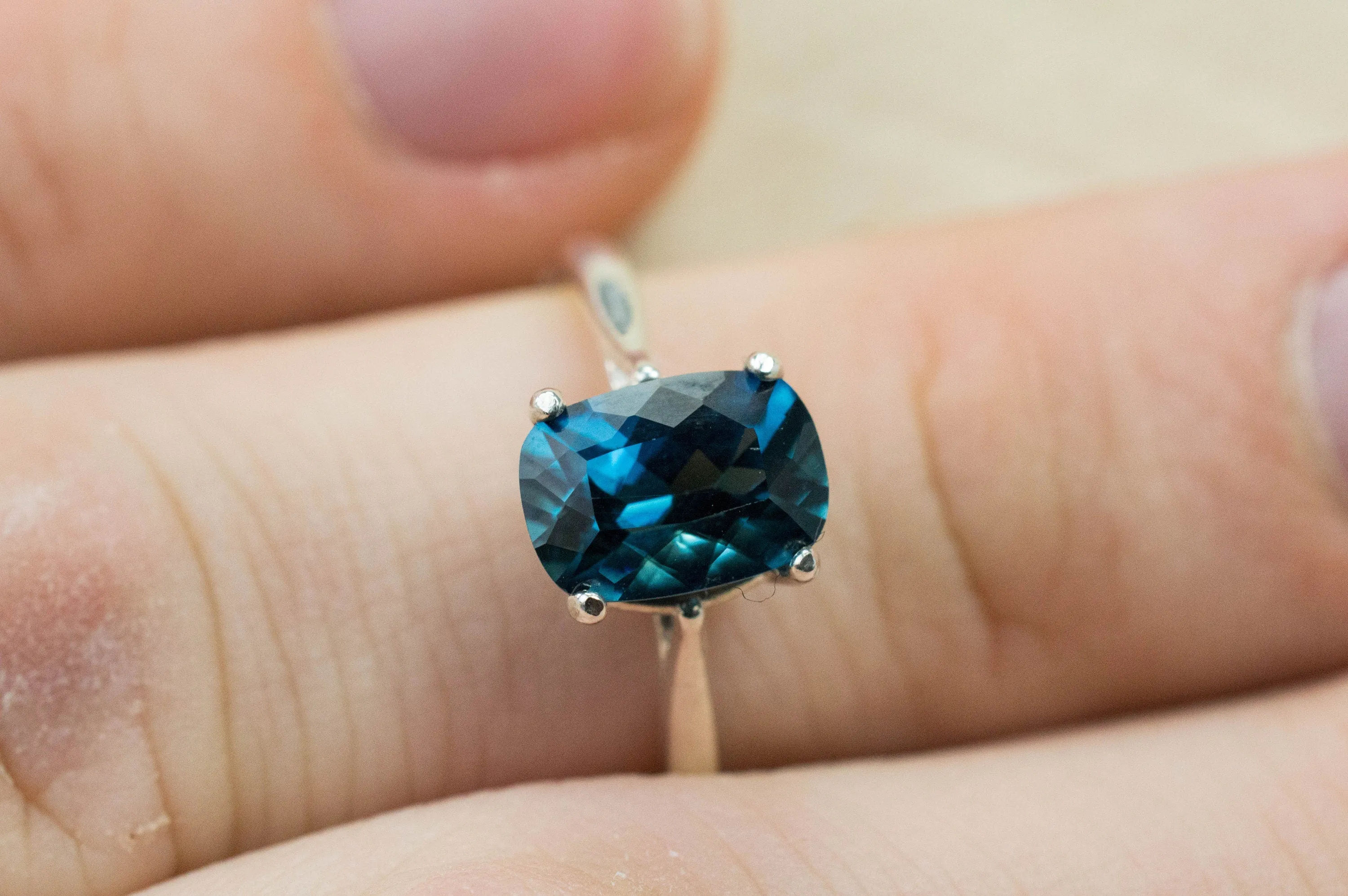Indicolite Tourmaline Ring, Genuine Untreated Brazil Tourmaline; 1.640cts