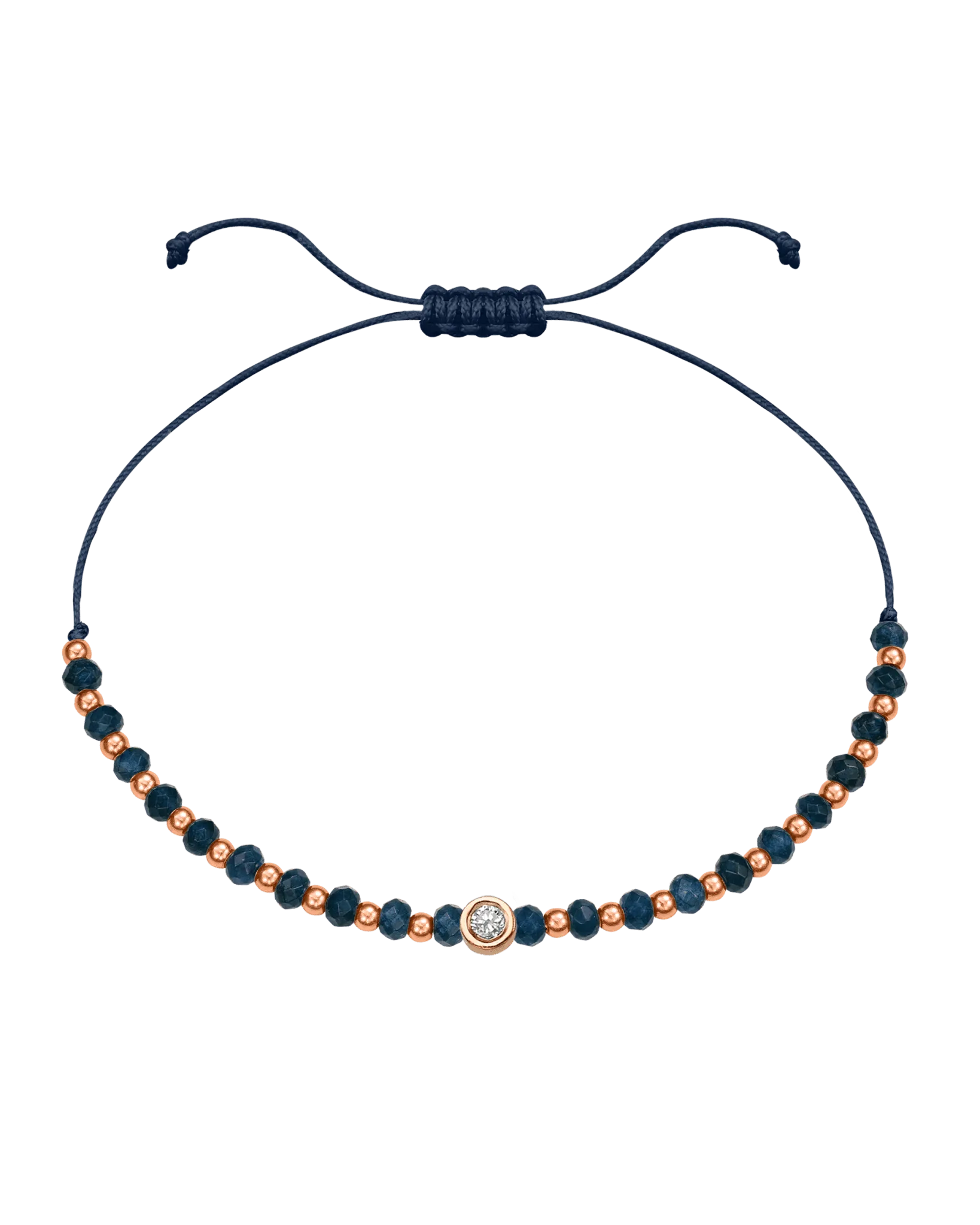 Lapis Gemstone String of Love Bracelet for Wisdom - 14K Rose Gold